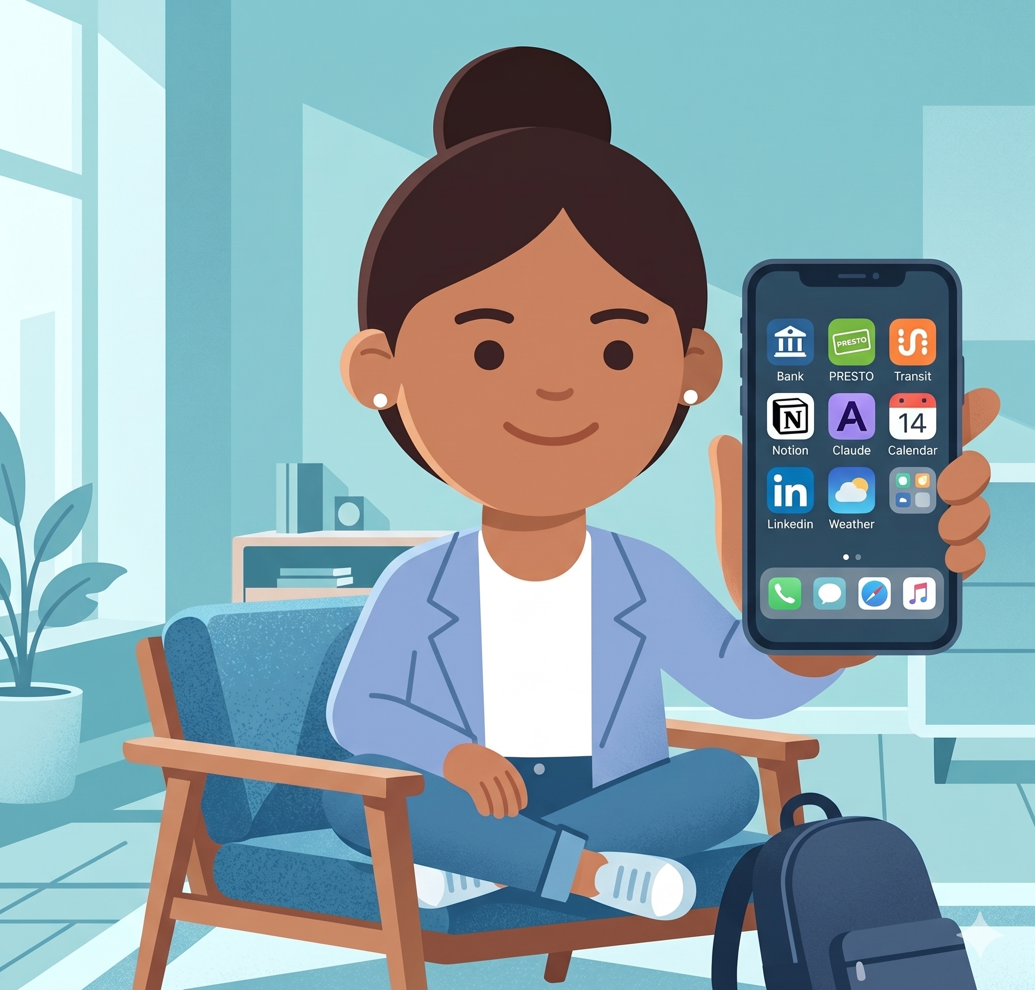 Priya with organized home screen