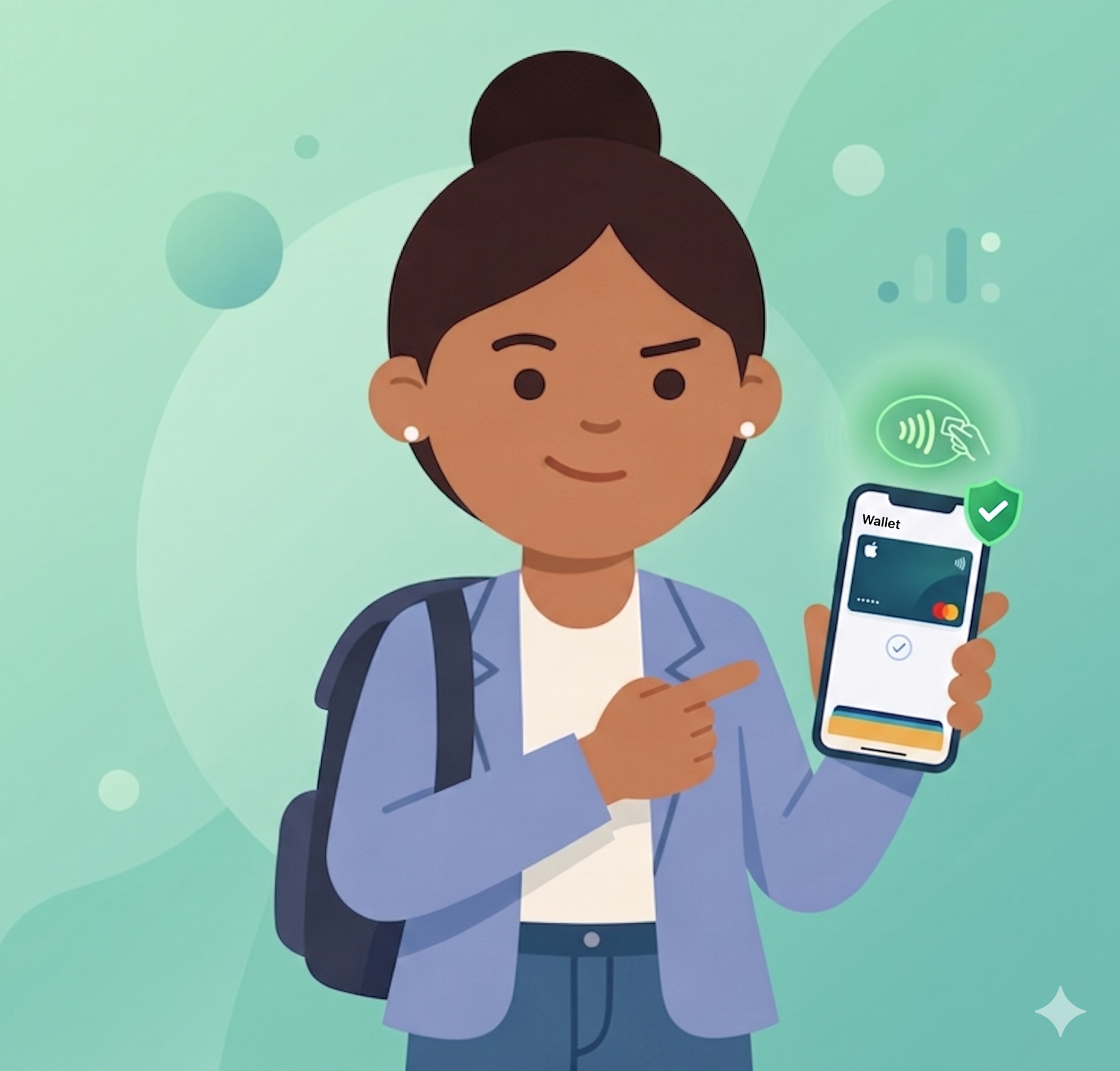 Priya showing Apple Wallet tip
